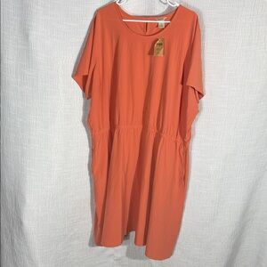 Duluth‎ Trading Co Women’s 3x Flexcellence Orange Dress Midi Length NWT